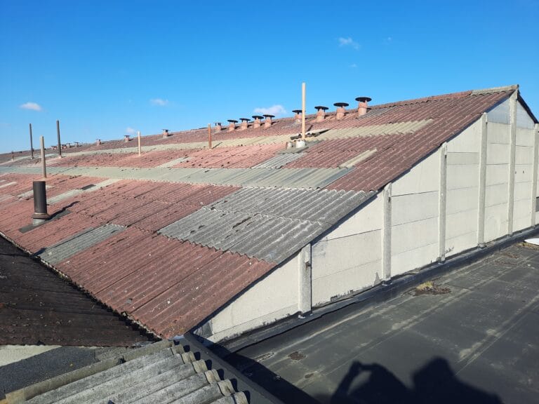 renovatie dak bedrijfshal : asbest verwijderen en plaatsen nieuwe sandwichpanelen op loods